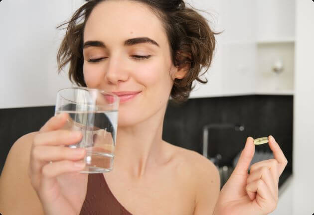 Woman taking vitamins